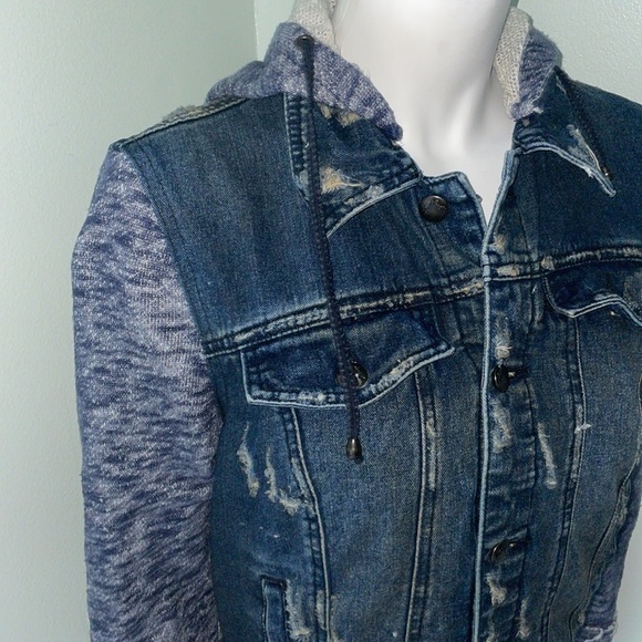 Free People Knit Hooded Jean Jacket - Picture 5 of 8